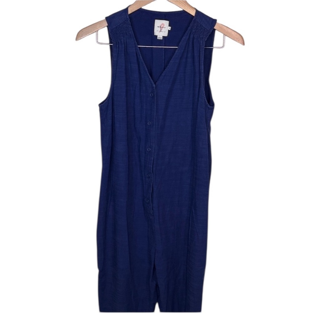 The Nines by Hatch Blue Cotton Sleeveless Jumpsuit Maternity Women Size XS
